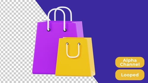 3D Animated Shopping Bag | Alpha Channel