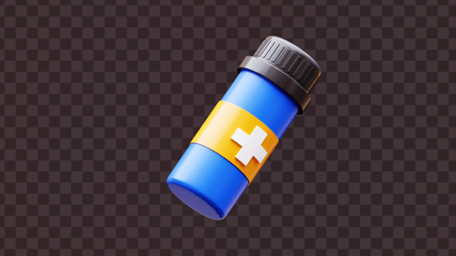 Animated 3D Pill Bottle with Cross Symbol Label Reveal