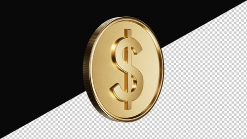 3D Golden Dollar Coin Rotating Animation for Finance