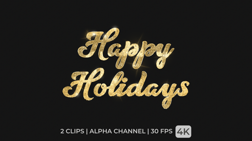 Gold and Silver Happy Holidays Glitter Text Reveal Animation