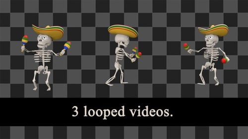 Skeleton In Sombrero Dance With Maracas