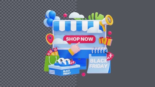 Animated 3D E-commerce Shopping Experience with Sale Elements