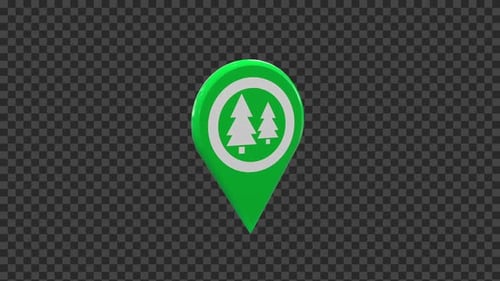 Forest Park 3D Map Location Pin Green V2