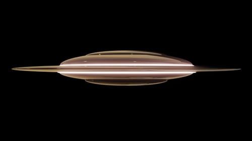 Futuristic Spaceship Glowing Light Hovering Animation