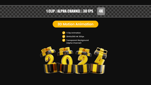 3D Happy New Year 2024 Giftbox Animation