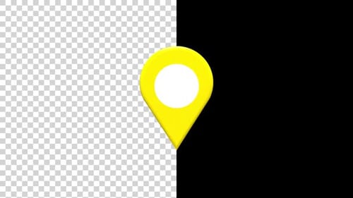 Rotating 3D Yellow Map Pin Location Icon
