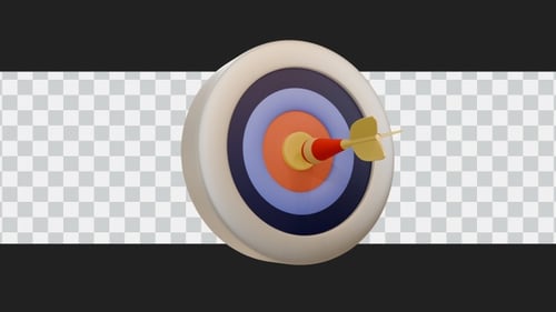 3D Animated Dart Hitting Target Bullseye