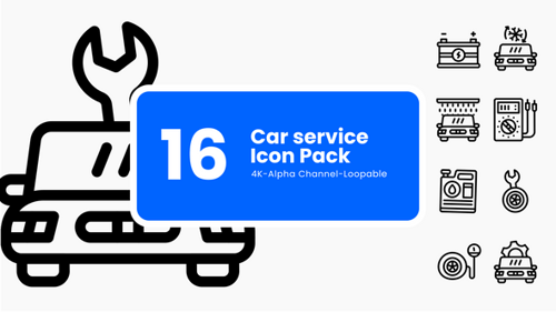 Animated Car Service Line Icons Pack