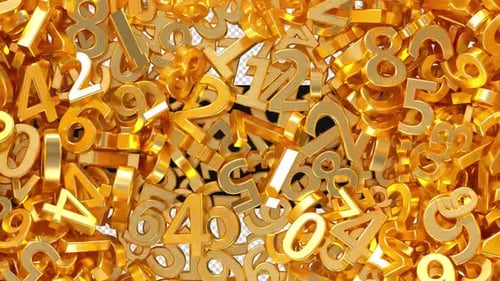 Shiny Gold 3D Numbers Filling Screen Animation