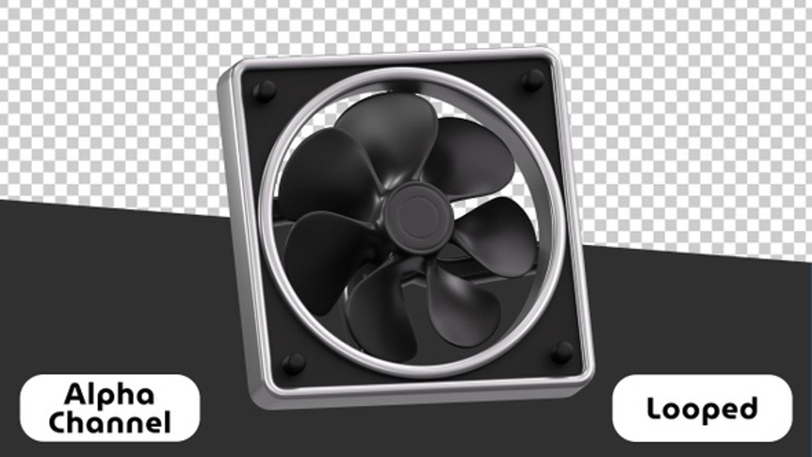 3D CPU Cooling Fan Spinning Animation Loop | Alpha Channel, Elements ...