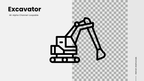 Minimalist Line Art Excavator Animated Icon Loop