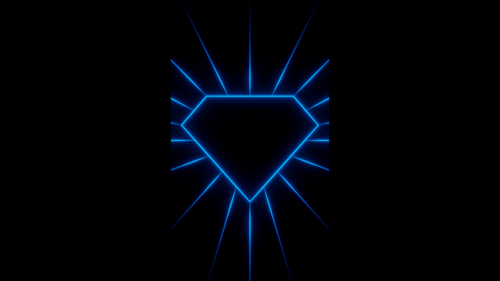 Vertical video blue neon diamond frame with radiating lines animation