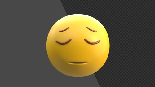 3D Animation of Pensive Face Emoji | Alpha Channel