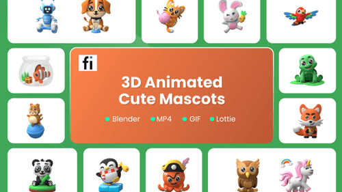 3D Animated Cute Animal Mascot Icons Collection