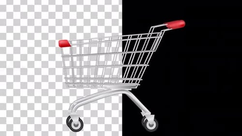 Animated Shopping Cart Sliding In with Transparent Background