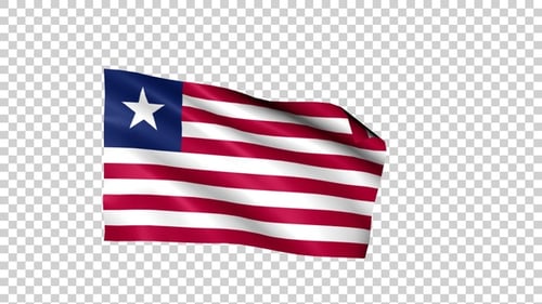 Liberia National Flag Waving Realistic Animation with Alpha Channel