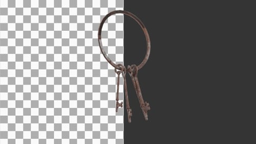 3D Animation of Old Jail Keys | Alpha Channel