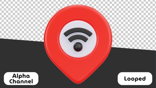 3D WiFi Location Pin Icon Animation