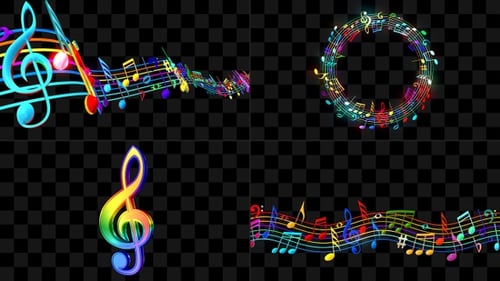 Colorful Animated Music Notes Elements