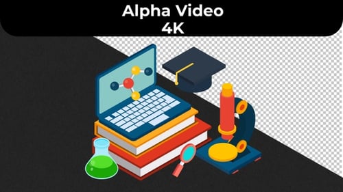 Animated Isometric Stack of Science and Education Tools