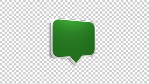 3D Rotating Green Speech Bubble Icon Animation