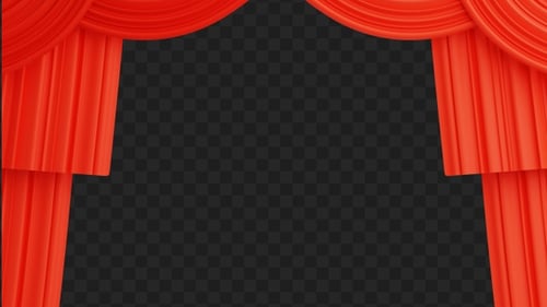 3D Animation of Cinema Film Open Curtain | Alpha Channel