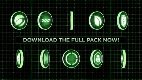 Animated 3D Crypto Icons Pack with Digital Grid Background