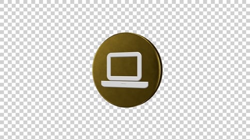 3D Gold Laptop Icon Rotation for Technology and Corporate Videos
