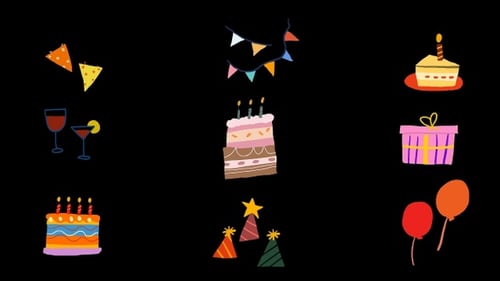 Animated Hand-Drawn Celebration Icons Pack for Parties
