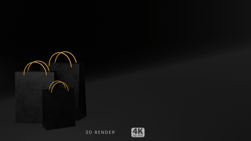 3D Animated Black Shopping Bags Collection Reveal