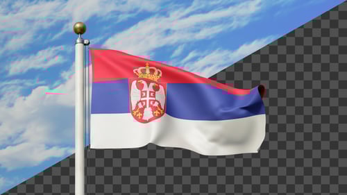 Realistic Waving Flag of Serbia Animation with Alpha