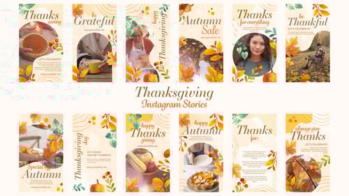 Animated Thanksgiving Autumn Instagram Stories Templates Pack