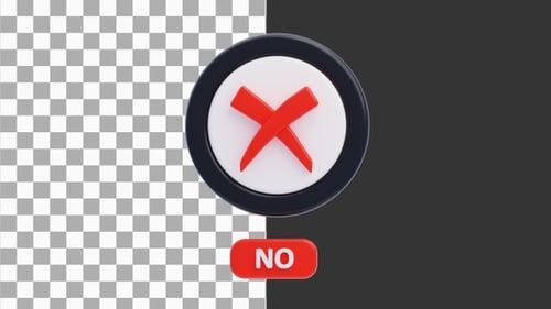 Animação 3D de Cross Mark No | Alpha Channel