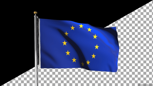 Realistic European Union Flag Waving on a Pole Animation