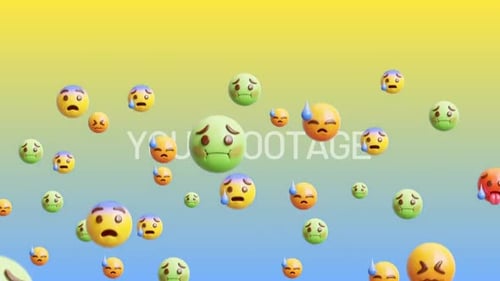 Sick and sad emoji sweep video overlay with premultiplied alpha channel