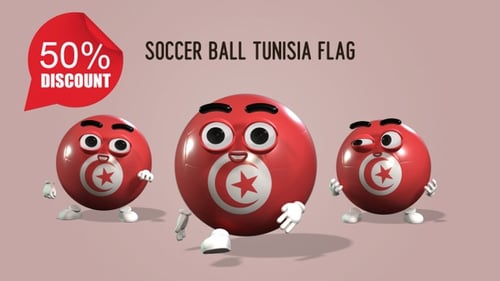 3D Animated Tunisia Flag Ball Character Emotes and Dances