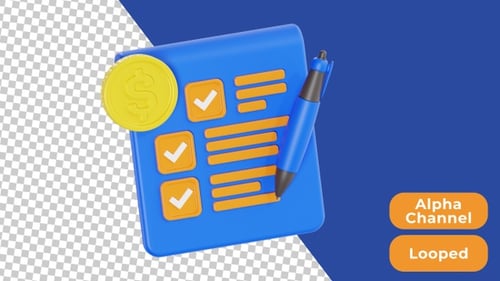 3D Animated Money Contract | Alpha Channel