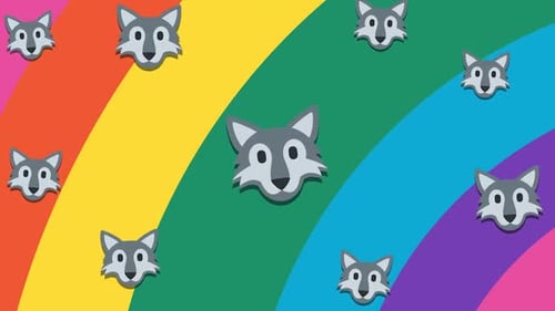 Fluid Colorful Shapes Transition with Animated Wolf Heads