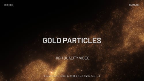 Abstract Golden Glitter Particle Fluid Motion Background