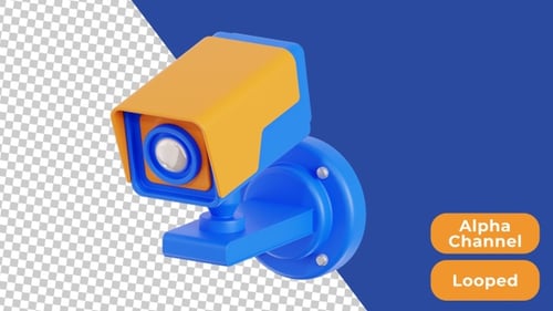 3D Animated CCTV Camera | Alpha Channel