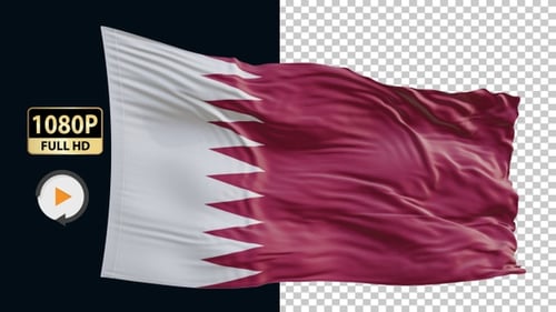Realistic Waving Flag of Qatar Animation