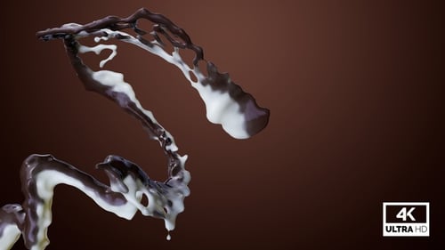Dynamic Chocolate Milk Splash Fluid Animation with Alpha Channel