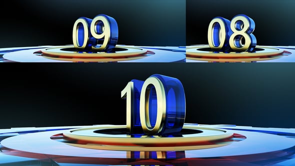 Futuristic 3D Countdown Timer with Gold and Blue Numbers, Backgrounds ...