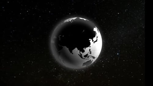 Rotating Earth Globe Animation Loop in Black and White