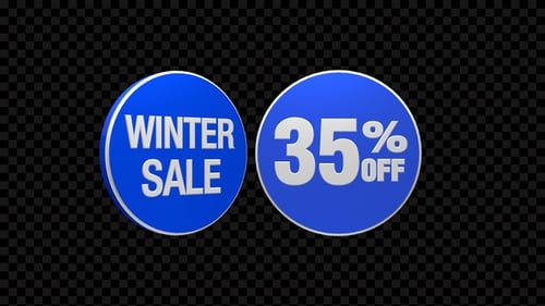 3D Rotating Winter Sale and Discount Badge Animation