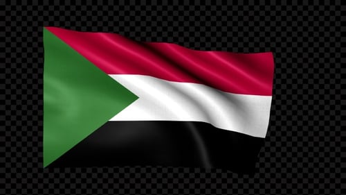 Seamless Loop Waving Flag of Sudan on Alpha