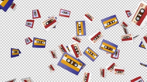 Vintage Cassette Tape Animation on Alpha Channel, Loop