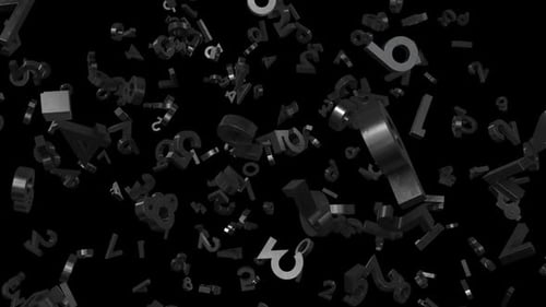 Shiny Digital Numbers Falling Abstract Background Loop