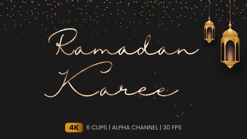 Elegant Ramadan Kareem Script Text Animation with Golden Particles