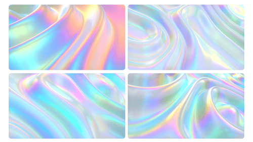 Formes fluides blanches irisées